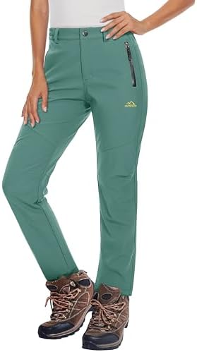 MAGCOMSEN Women's Fleece Lined Waterproof Insulated Snow Ski Pants Winter Warm Hiking Pants Outdoor Softshell