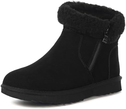 Hsyooes Snow Boots for Women Suede Leather Winter Boots Warm