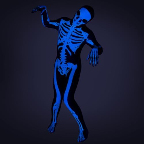 Uisozsfeb Men's Skeleton Costume Glow in Dark Jumpsuit Light Up Bodysuit