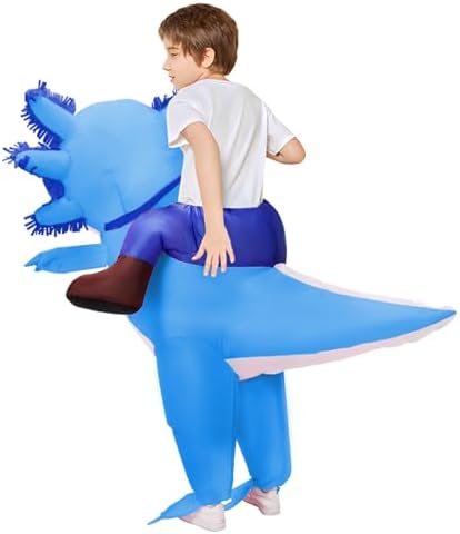 Stegosaurus Inflatable Axolotl Costume for Kids Halloween Costumes Kid Blow Up Costume Ride on Axolotl Costumes for Boys Girls Cosplay Party