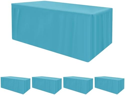 HolidayIdeas 4-Pack 6ft Teal Rectangle Craft Shows Fitted Tablecloth