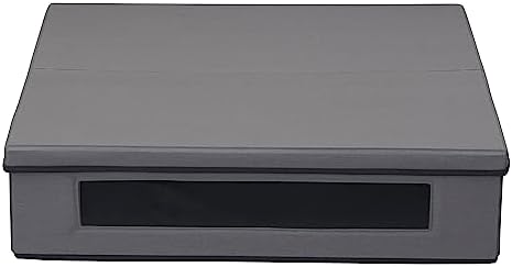 Household Essentials Wreath Storage Container Box with Handles, Sturdy Fabric‑Covered Sides for 24‑Inch Wreath, Gray with Charcoal Trim