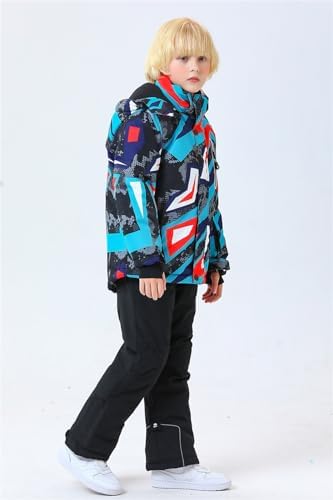 WOWULOVELY Big Boy's 2-Piece Colorblock Snow Pants and Jacket Snowsuit Ski Suit