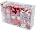 130ct Shatterproof Christmas Ornaments Red & White Candy Cane (Red)