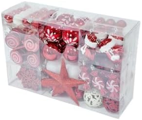 130ct Shatterproof Christmas Ornaments Red & White Candy Cane (Red)
