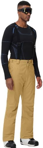 Men's Insulated Snow Pants Waterproof Ski Pant for Winter Hiking Bottom Leg Zipper Outdoor Pants Zipper Pockets