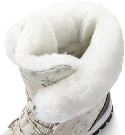 COOJOY Womens Waterproof Winter Snow Boots Warm Shoes Furry Mid Calf Lightweight Walking Hiking Booties