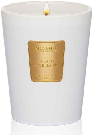 M&SENSE Creamy Vanilla Pie Soy Candle, 14.1oz, Cozy Housewarming Gift