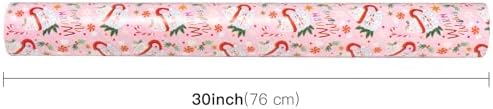 WRAPAHOLIC 30 Inch Jumbo Reversible Christmas Wrapping Paper - 30 Inch x 100 Feet Jumbo Roll Santa Claus Cup and Stripe Wrapping Paper for Chrsitmas, Holiday, Party Celebration