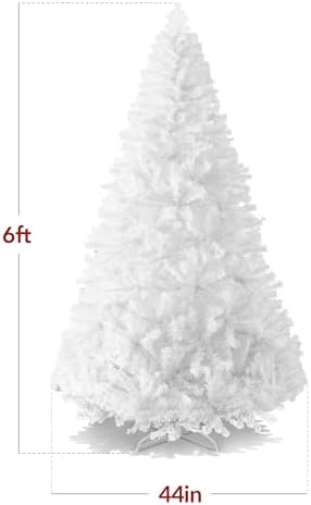 Best Choice Products Artificial Christmas Tree, White 6ft Premium Pine Unlit Holiday Decoration, Full Size Décor Easy Assembly w/Metal Stand