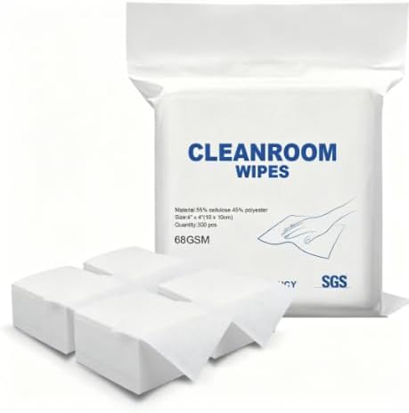 9" x 9" Durable & Absorbent Microfiber Wipes (100 Pcs, 200GSM) - Anti-Static Cleanroom Wipe Lint Free Cloths for Protecting Sensitive Electronic Components and Tools