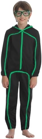 Vanderdyken Stick Figure Costume Kids Light up Stickman Costume Glow in the Dark Halloween Outfit for Boys and Girls