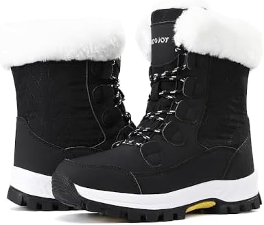COOJOY Womens Waterproof Winter Snow Boots Warm Shoes Furry Mid Calf Lightweight Walking Hiking Booties