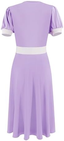 Rapunzel Costume Women Printed Purple Princess Dress Puff Sleeves Twirl Skirt Gown Halloween Cosplay Party Dress