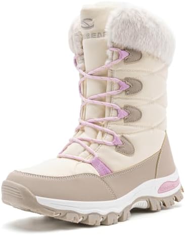 HOBIBEAR Women's Waterproof Winter Snow Boots Lightweight Warm Faux Fur Lined Mid-Calf Booties
