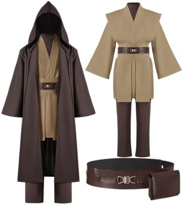 Spooktacular Creations Halloween Mens Tunic Hooded Cloak, Knight Costume Men, Tunic Hooded Robe with Pants for Halloween