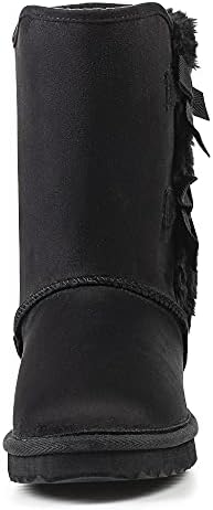 KRABOR Womens Suede Snow Boots Mid-Calf Winter Shoes with Side Bows