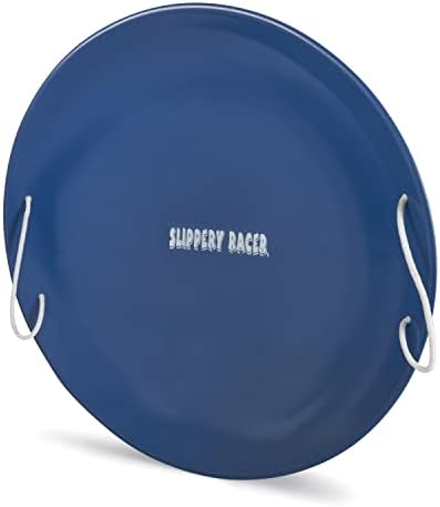 Slippery Racer ProDisc 26 Inch Heavy Duty Aluminum Iron Alloy Metal Kids Winter Saucer Snow Sled with Dual Riveted Soft Grip Rope Handles