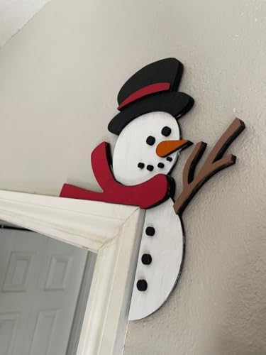 2024 Christmas Door Topper Holiday Home Decor Funny Snowman Santa Claus Top Door Frame Corner Sign Decorations, Windows Walls DIY Craft for Christmas Party Ornament (Snowman 2)