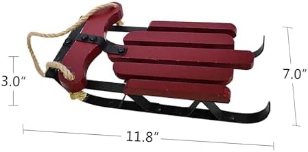 Linfevisi Christmas Sled Decor Santa Sleigh Wall Decoration Wooden Christmas Decoration Xmas Wood Sleigh Decor Hanging Vintage Wooden Sled Ornaments Porch Outdoor Winter Holiday 12"