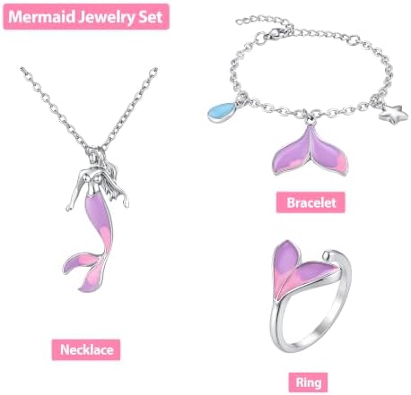 Unicorn Mermaid Princess Dress Up Clothes for Little Girls – Costume, Jewelry and Headband