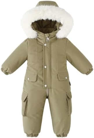 Toddler Girls Snow Suit Kids Boys One Piece Ski Jumpsuit Warm Padded Onesie