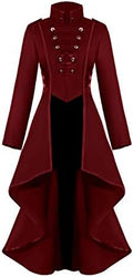 AI'MOURI Gothic Tailcoat Halloween Costumes for Women, Medieval Irregular Hem Steampunk Corset Victorian Tailcoat Jacket