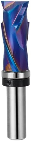 SpeTool Coated Top Bearing Flush Trim Router Bit 1/2" Shank, Carbide Spiral Up-Down Pattern Template Flush Cut Router Bit for Wood Trimming