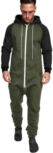 COOFANDY Mens Jumpsuit Onesie Hooded Full Zip One Piece Jogging Tracksuit