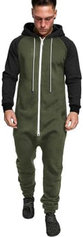 COOFANDY Mens Jumpsuit Onesie Hooded Full Zip One Piece Jogging Tracksuit