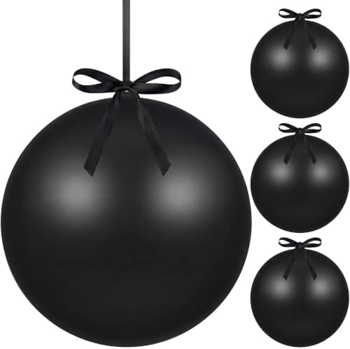 Weysat 4 Pcs Large Fillable Christmas Ball Ornaments, Matte Black, 10 Inch