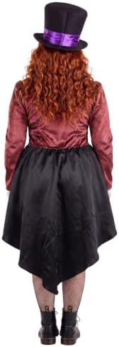 Plus Size Women's Deluxe Raving Mad Hatter Costume Adult Storybook Dress with Top Hat, Gloves & Bow Tie