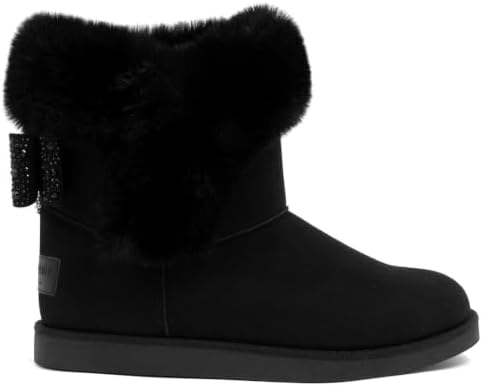Juicy Couture Women's Slip On Winter Snow Boots Warm & Insulated Fur Lining Comfortable Fashion Booties