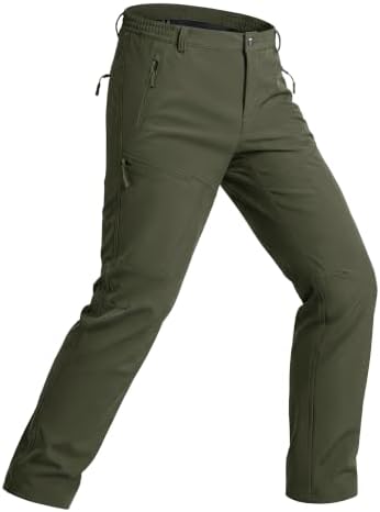 MAGCOMSEN Mens Snow Ski Pants Fleece Winter Outdoor Hiking Waterproof Pants