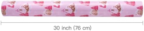 WRAPAHOLIC 30 Inch Jumbo Reversible Christmas Wrapping Paper - 30 Inch x 100 Feet Jumbo Roll Pink Gingerbread House and Solid Pink Wrapping Paper for Christmas, Holiday, Party Celebration