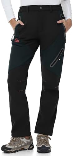 TBMPOY Women's Fleece Lined Ski Snow Pants Waterproof Winter Cargo Hiking Warm Thermal Softshell Insulated Outdoor Pant
