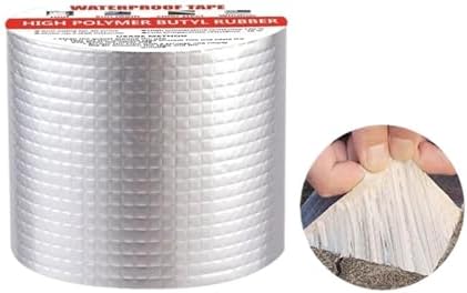 Waterproof Tape Butyl Tape Aluminum Foil Tape Butyl Tapeeter Thicken Butyl Tape god kvalitet Aluminum Foil High Temperature Resistance Wall Crack Roof Duct Water Pipe Repair Adhesive(5M 1mm-15cm)