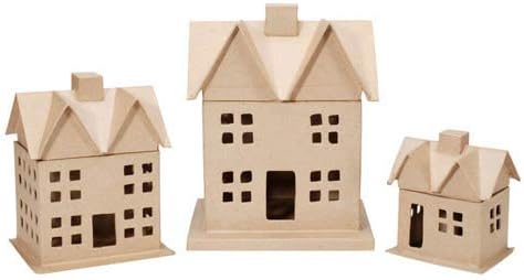Darice 3 Piece Paper Mache House Box Set