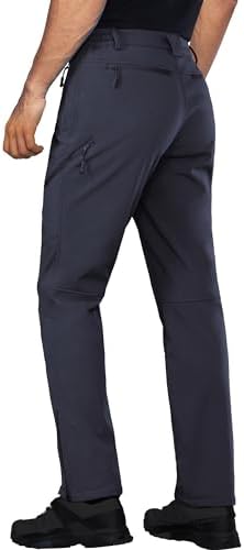 Stlight Mens Snow Ski Water Repellent Softshell Pants for Winter Hiking Fleece Lined Bottom Leg Zipper with 6 Zip Pockets