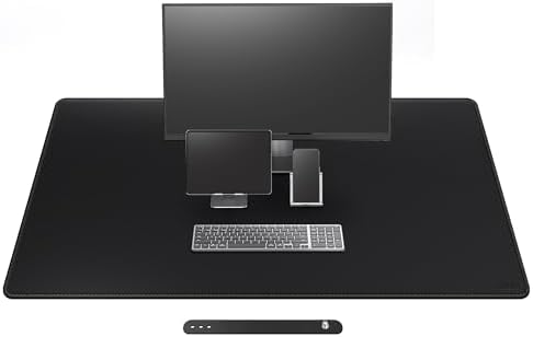Cacoy 51.2" x 27.5" Large Leather Desk Mat, Extended Mega Size Computer Mouse Pad for Full Desk Coverage, Waterproof Office Desk Protector, PU Leather Desk Pad Blotters (Black)