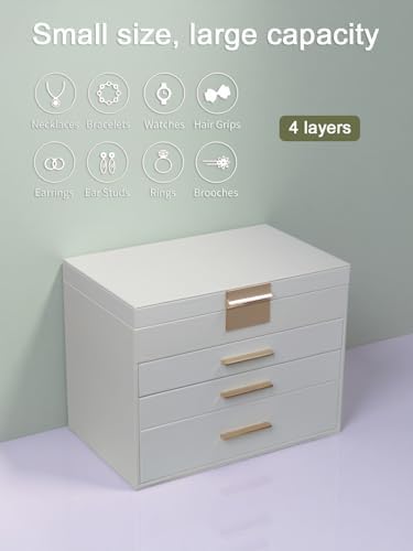 BOOVO Jewelry Boxes for Women, White and Black 6 Layer Large Jewelry Box for Necklace, Bracelet, Earrings, Rings Storage, Jewelry holder Organizer for Girls Gift (White, 5 Layer)