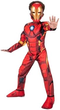 Marvel Iron Man Official Youth Halloween Costume - Premium Quality Padded Jumpsuit with Plastic Mask