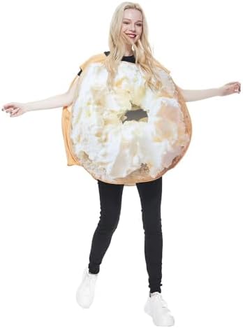 EraSpooky Unisex Adult Couples Bagel Coffee Costume 2 Pc Jumpsuit Halloween Costume One Size Set
