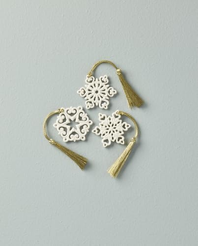 Lenox Mini Snowflake 3-Piece Porcelain Christmas Hanging Ornament Set