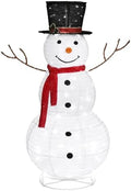 VINGLI Snowman Outdoor Christmas Decorations with 90 LED Lights, Lighted Snowman with Top Hat Holiday Ornaments Yard Decor for Home, Lawn and Front Yard-4 FT