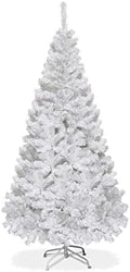 Happygrill 5FT White Christmas Tree Artificial Xmas Tree with Solid Metal Stand White Xmas Pine Tree for Indoor Outdoor Decoration
