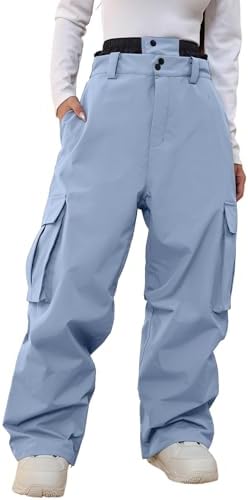 Women's Baggy Snow Snowboard Pants Loose Fit Cargo Ski Pants Bibs Insulated