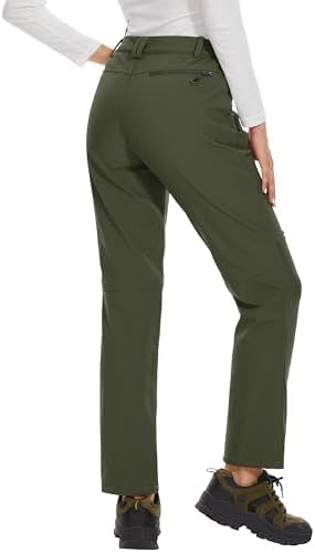 MAGCOMSEN Women's Fleece Lined Waterproof Insulated Snow Ski Pants Winter Warm Hiking Pants Outdoor Softshell