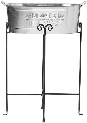 Let's Make Memories Personalized Beverage Tub - Trick or Treat Candy Bowl w/Stand - Halloween Party Décor - Trick or Treat