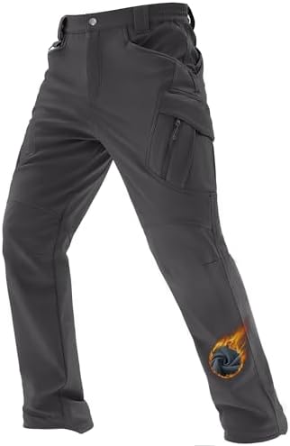 TACVASEN Men's Winter Snow Ski Pants Fleece Lined Waterproof Work Tactical